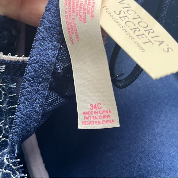 NWT Victoria's Secret Lingerie Corset Garter Lace Navy Lace Lilac Bustier 34C - Picture 4 of 16